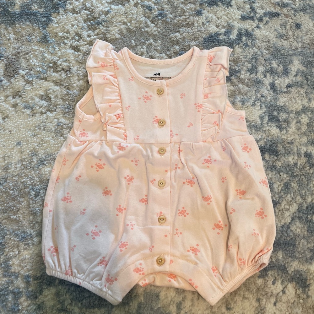 H&M Pink Floral Preemie Baby Romper